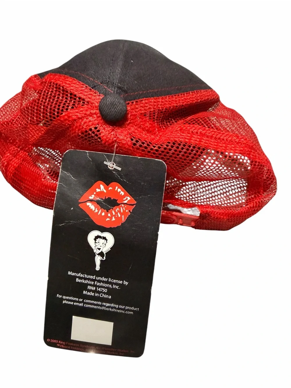 Vintage Y2K Betty Boop Trucker Hat Cap Embroidered Mesh Snapback Gray Red NWT -